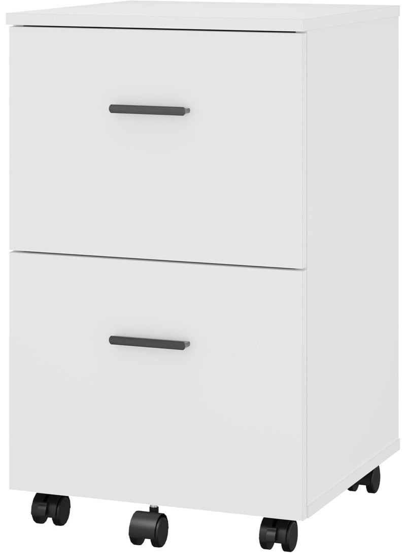 Panana 2 Drawer Mobile File Cabinet, Wood Rolling Filing Cabinet Printer Stand Under Desk Storage Organizer Fits Letter Size File Folders for Home Office (White) - Image 1